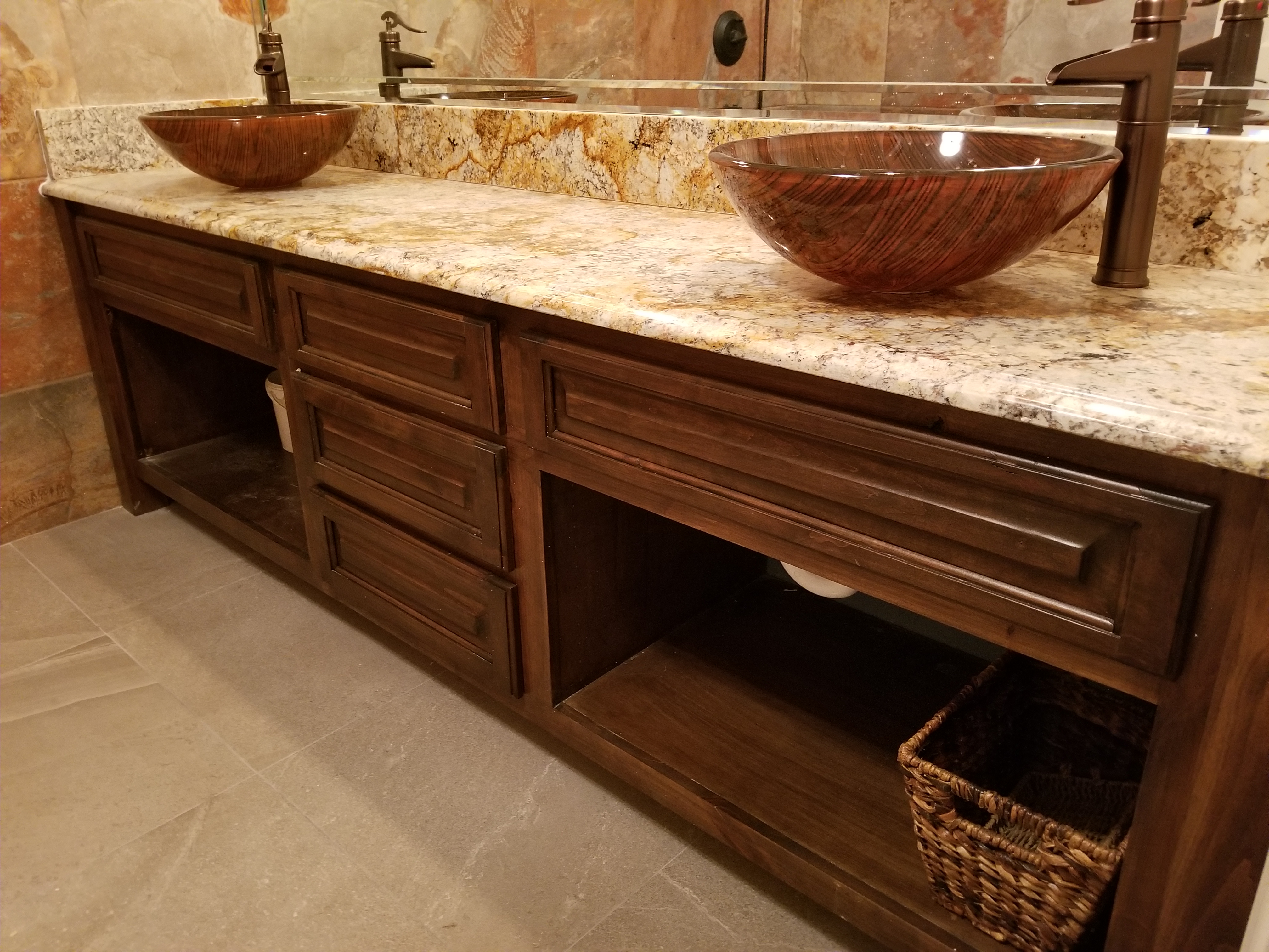 bathroom with new counter-tops and cabinets