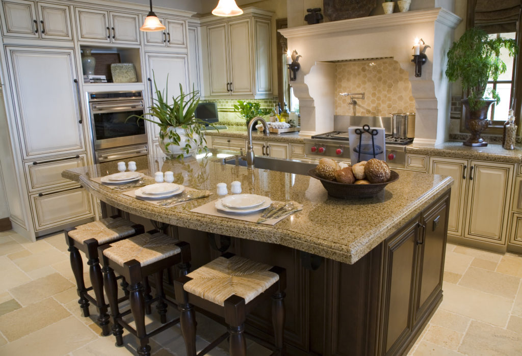 a beautifully maintained granite countertop in a kitchen