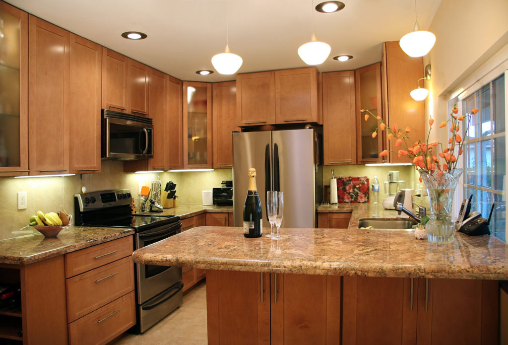 modern kitchen with granite countertops