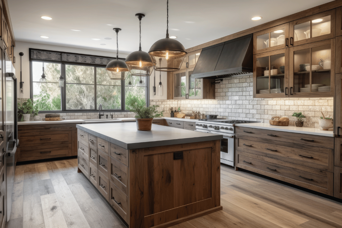 A timeless kitchen with wooden cabinets